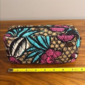 Vera Bradley Pink and Blue Cosmetic Bag with Quilted Design